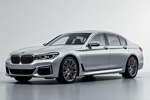 Elegant silver BMW 7 Series luxury sedan