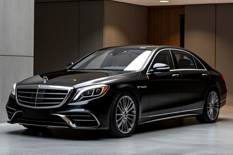 Sleek black Mercedes-Benz S-Class in a sophisticated setting