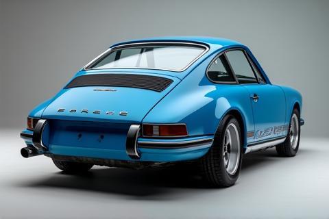 Iconic blue Porsche 911 sports car